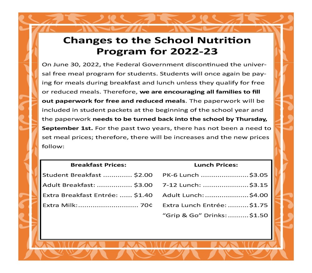 Nutrition Program Updates